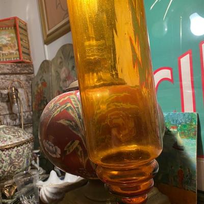 SEt of 3 Vintage amber tall vase art glasses