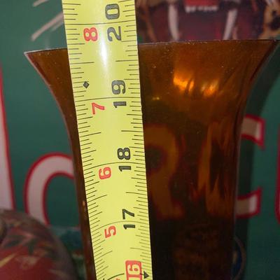 SEt of 3 Vintage amber tall vase art glasses