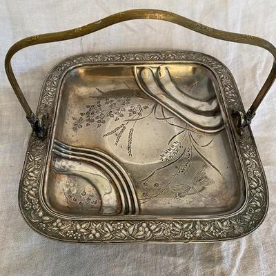 Vintage silverplate decorative plate with handle