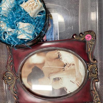 Vintage plates, frame and sugar set