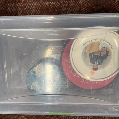 Vintage plates, frame and sugar set