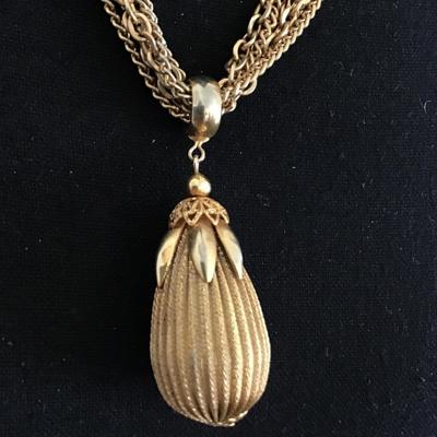 Vintage Multi Strand Gold Tone Acorn/Ornate Necklace