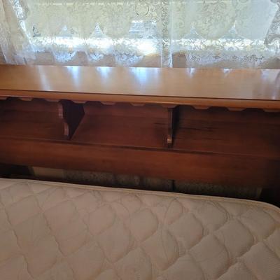 Mid century 1950 pecan bed, no mattress or box spring