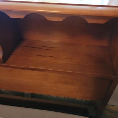 Mid century 1950 pecan bed, no mattress or box spring