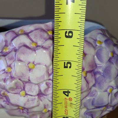 Hand Painted Ceramic Flower Planter Pot with Hydrangea Design- Approx 13 1/2" Wide
