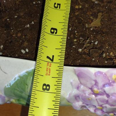 Hand Painted Ceramic Flower Planter Pot with Hydrangea Design- Approx 13 1/2" Wide