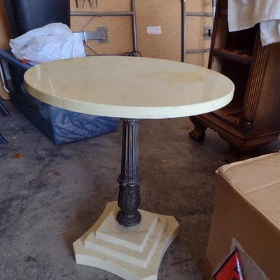 Metal Post Side/Accent Table- Approx 18" in Diameter, 19 1/2" Tall