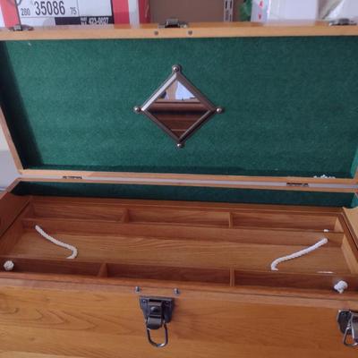 Wooden Machinist's Tool Box Chest- Approx 26" Wide, 11" Deep, 18 3/4" Tall