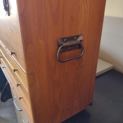 Wooden Machinist's Tool Box Chest- Approx 26" Wide, 11" Deep, 18 3/4" Tall