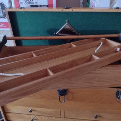 Wooden Machinist's Tool Box Chest- Approx 26" Wide, 11" Deep, 18 3/4" Tall