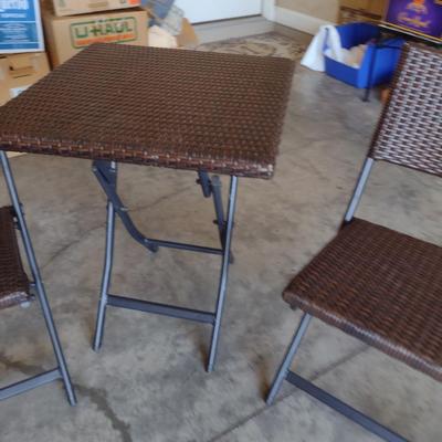 Three Piece Folding Patio Set- Table Approx 23 1/2" Square, 29" Tall