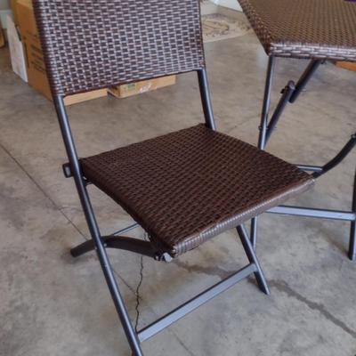Three Piece Folding Patio Set- Table Approx 23 1/2" Square, 29" Tall