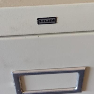 Two Drawer Metal Hon Filing Cabinet- Approx 18 1/4" Wide, 25" Deep, 29 1/2" Tall (Choice A)
