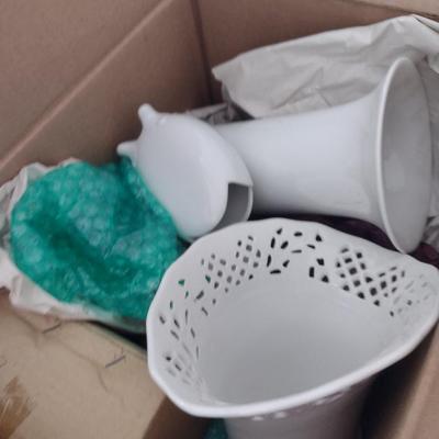 Collection of Blank (Unpainted) China- Assorted Shapes and Sizes- Plates, Cups, Vases, Tea Pots, etc