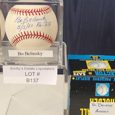 Bo Belinsky 5-5-02 No Hitter LA Angels OMLB Signed Autographed Baseball In Collectors Case