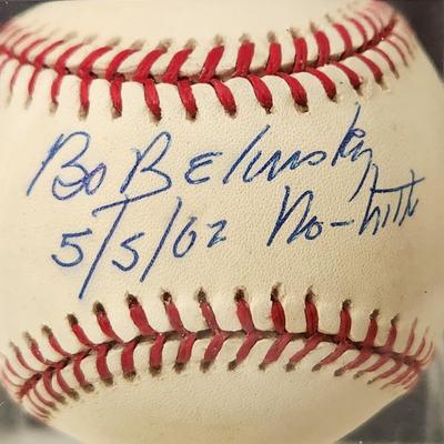 Bo Belinsky 5-5-02 No Hitter LA Angels OMLB Signed Autographed Baseball In Collectors Case