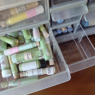 Nice Selection of Paint Pigment Powders in Pigeon Hole Organizer Box (Paints #4)