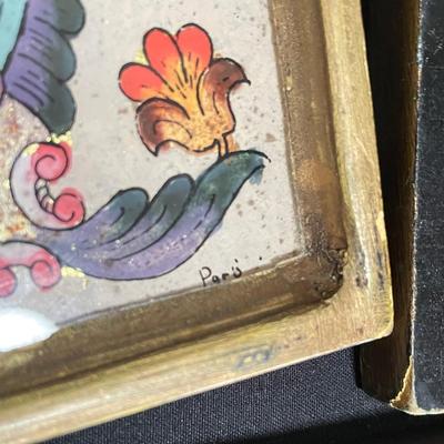 Signed Reverse Painted Glass & Wood Coasters + More Bohemian Decor (LR-SS)