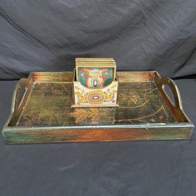 Signed Reverse Painted Glass & Wood Coasters + More Bohemian Decor (LR-SS)
