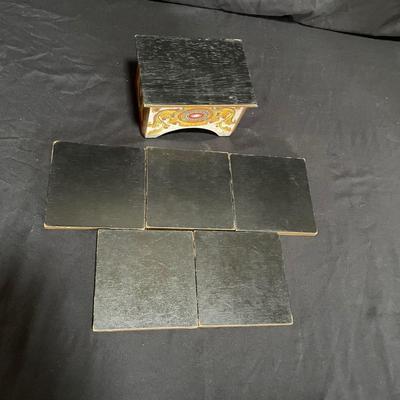 Signed Reverse Painted Glass & Wood Coasters + More Bohemian Decor (LR-SS)