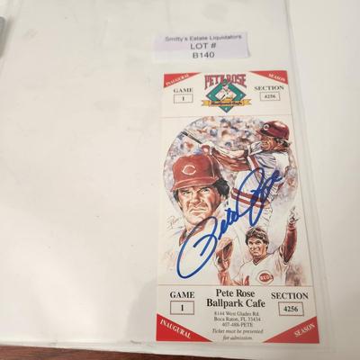 Pete Rose Signed Autographed at Pete Roes Ballpark Cafe Boca Raton Fl