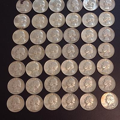 Set of 42 1960-64 U.S. Mint Washington Silver Quarters Circulated (63)