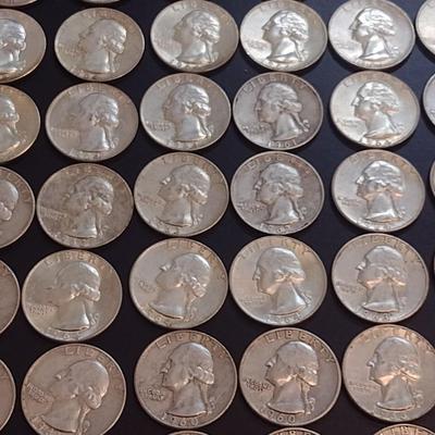 Set of 42 1960-64 U.S. Mint Washington Silver Quarters Circulated (63)