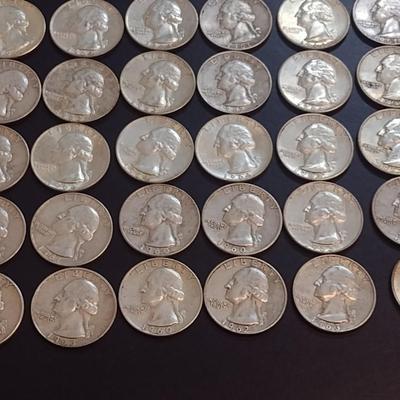 Set of 42 1960-64 U.S. Mint Washington Silver Quarters Circulated (63)