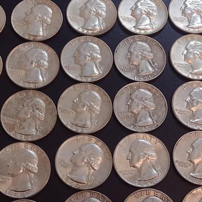 Set of 42 1960-64 U.S. Mint Washington Silver Quarters Circulated (63)