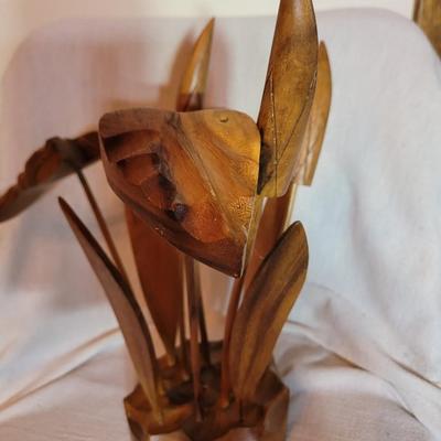 Wooden flower arrangement, hand carved