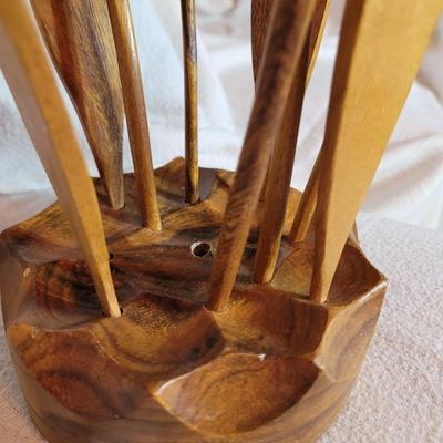 Wooden flower arrangement, hand carved