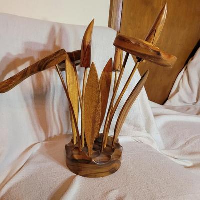 Wooden flower arrangement, hand carved