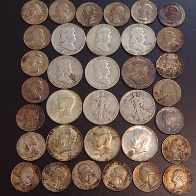 Set of 34 U.S. Mint Silver Quarters and Half-Dollars Circulated (64)