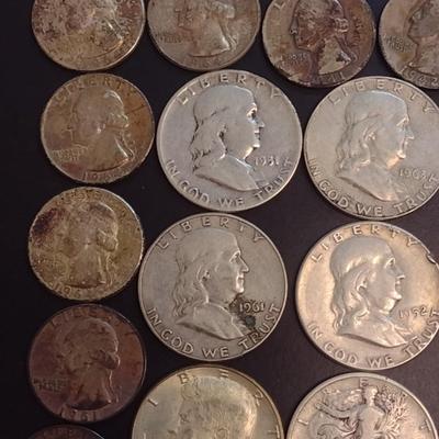 Set of 34 U.S. Mint Silver Quarters and Half-Dollars Circulated (64)
