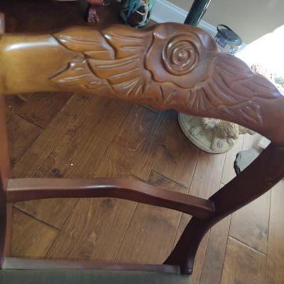 Vintage Wood Framed Chair with Needlepoint Seat- Approx 17" Wide