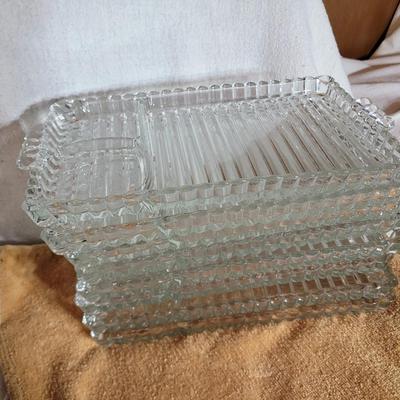 Set of 8 Hazel Atlas cut crystal snack trays.