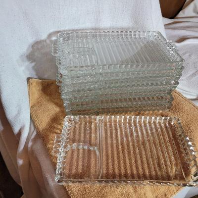 Set of 8 Hazel Atlas cut crystal snack trays.