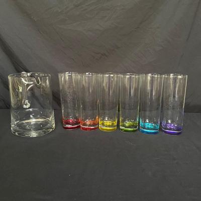Rainbow of Tall Glasses & Pitcher (DR-SS)