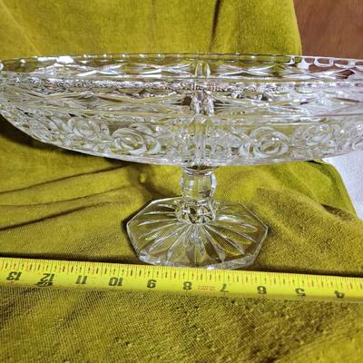 Cut glass pedestal candy dish
