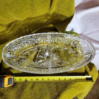 Cut glass pedestal candy dish