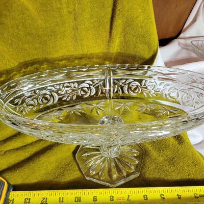 Cut glass pedestal candy dish