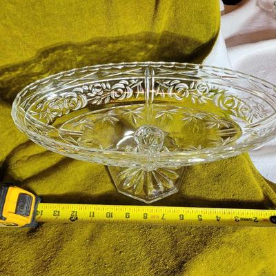 Cut glass pedestal candy dish
