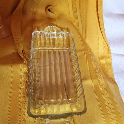 Sunday cup, butter dish and small crystal candy dish