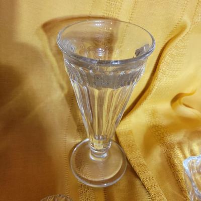 Sunday cup, butter dish and small crystal candy dish