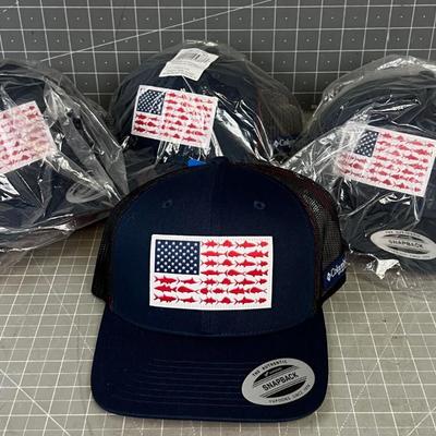 4 Columbia FISH FLAG Snap Back  HAT, NEW 