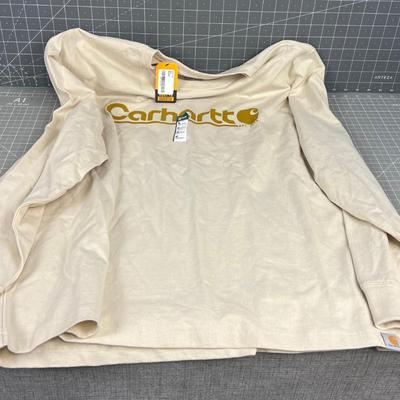 Carhartt NEW Men's Long Sleeve LOGO T-Shirt - Cream Color