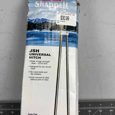 Universal Hitch for Sled and Ice Houses. NEW in the Box.