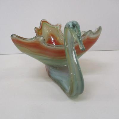 Sooner Blown Art Glass Swan Centerpiece