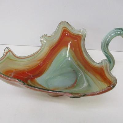 Sooner Blown Art Glass Swan Centerpiece