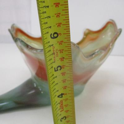 Sooner Blown Art Glass Swan Centerpiece
